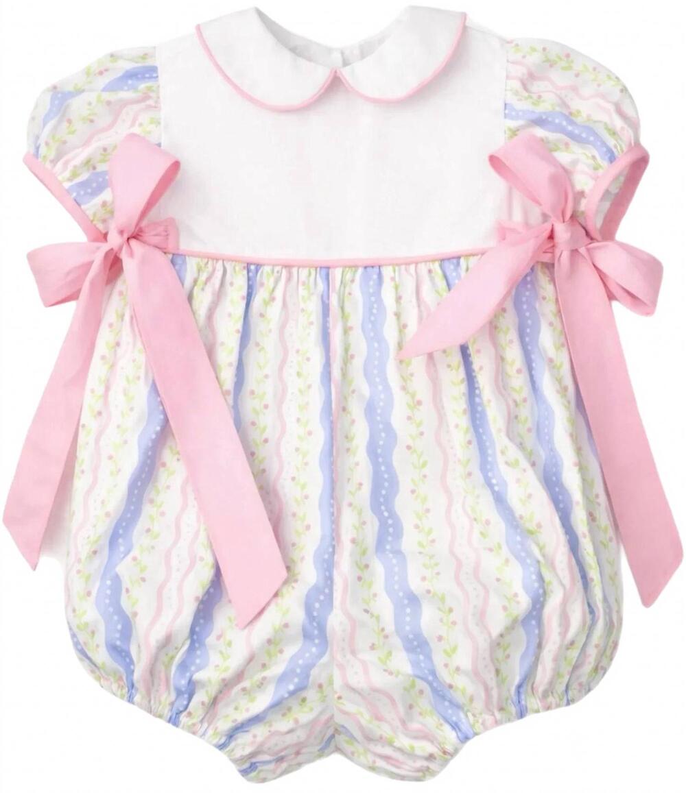 NEW FUNTASIA TOO girls floral stripe bubble with ribbons in pink